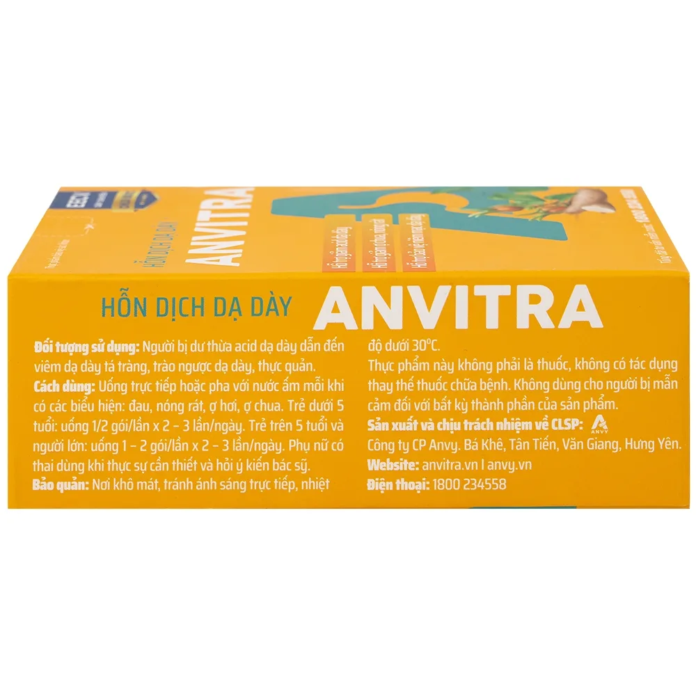Hình ảnh Hỗn dịch dạ dày Anvitra 15ml giảm acid dạ dày, ợ chua, nóng rát, bảo vệ niêm mạc dạ dày (15 gói)