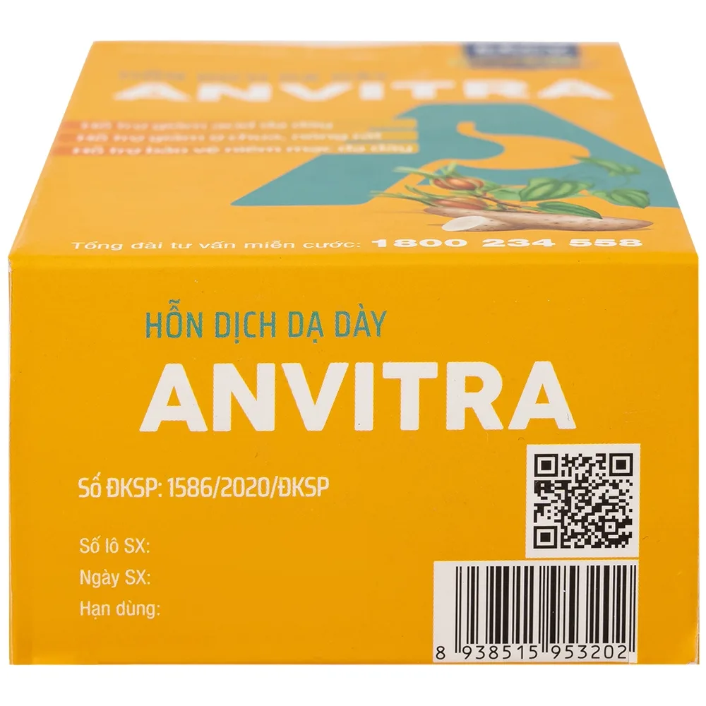 Hình ảnh Hỗn dịch dạ dày Anvitra 15ml giảm acid dạ dày, ợ chua, nóng rát, bảo vệ niêm mạc dạ dày (15 gói)