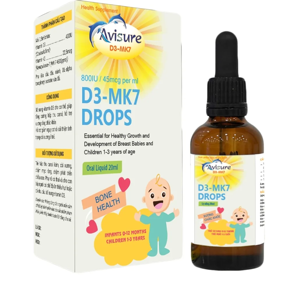 Hình ảnh Dung dịch uống Avisure D3-MK7 Drops 800IU/45mcg Phương Đông bổ sung vitamin D3, vitamin K2 cho cơ thể (20ml)