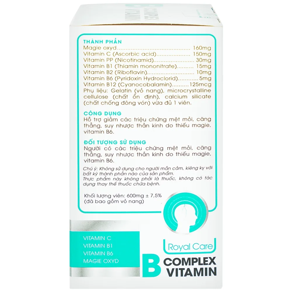 Hình ảnh Viên uống B Complex Vitamin Royal Care hỗ trợ giảm mệt mỏi, căng thẳng (60 viên)