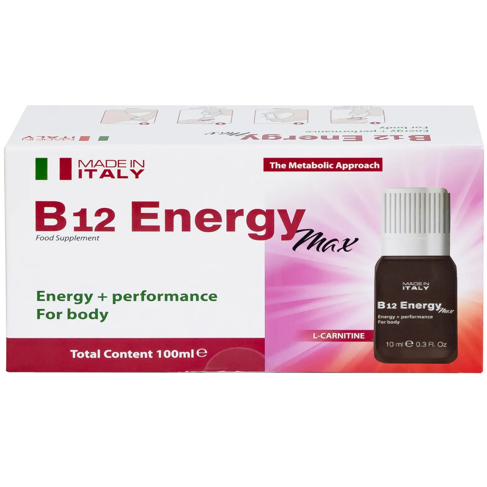 Hình ảnh Dung dịch uống B12 Energy Max Italy bổ sung acid amin và vitamin B12 cho cơ thể (10 lọ x 10ml)