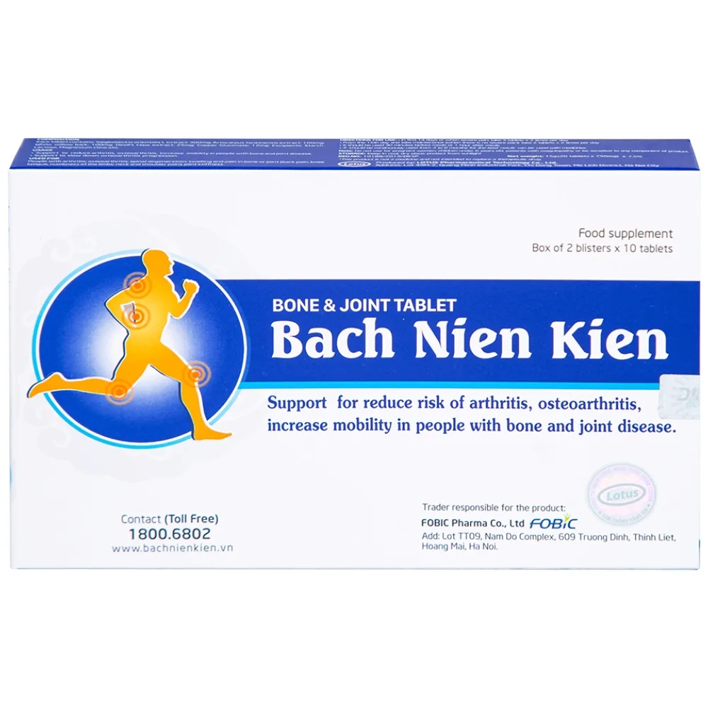 Hình ảnh Viên xương khớp Bách Niên Kiện FOBIC hỗ trợ giảm nguy cơ viêm khớp, thoái hóa khớp (2 vỉ x 10 viên)