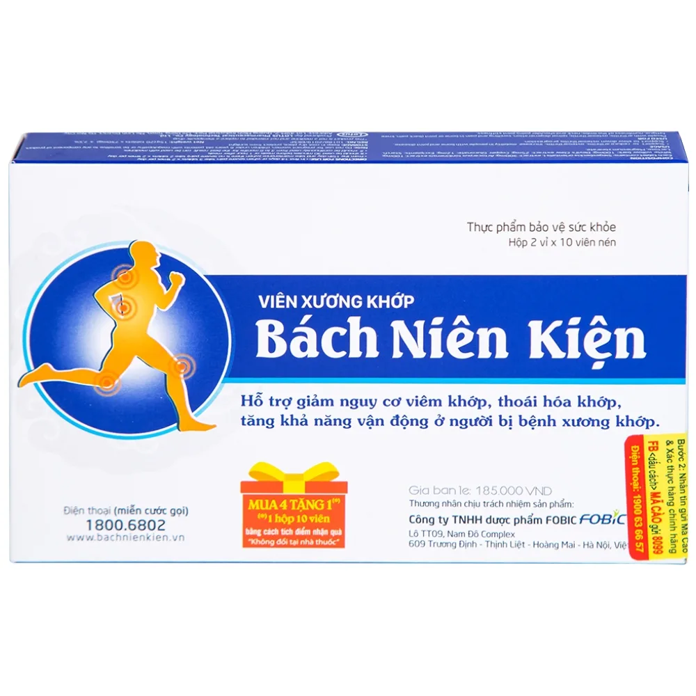 Hình ảnh Viên xương khớp Bách Niên Kiện FOBIC hỗ trợ giảm nguy cơ viêm khớp, thoái hóa khớp (2 vỉ x 10 viên)