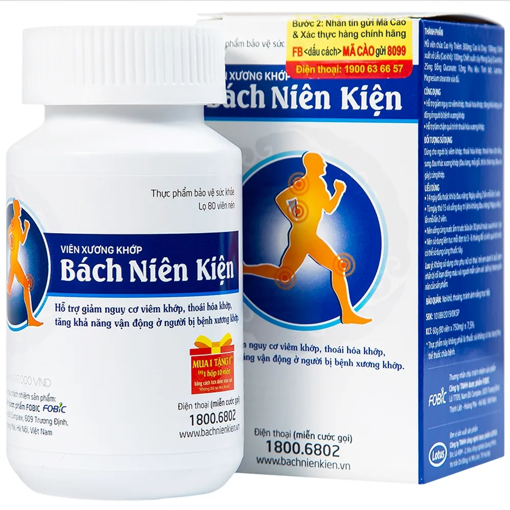 Hình ảnh Viên xương khớp Bách Niên Kiện FOBIC hỗ trợ giảm nguy cơ viêm khớp, thoái hóa khớp (80 viên)