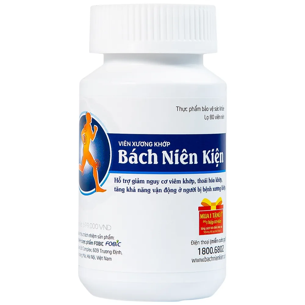 Hình ảnh Viên xương khớp Bách Niên Kiện FOBIC hỗ trợ giảm nguy cơ viêm khớp, thoái hóa khớp (80 viên)