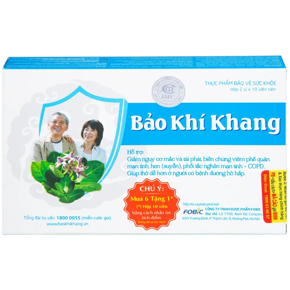 Hình ảnh Viên uống Bảo Khí Khang IMC hỗ trợ giảm ho, khạc đờm, khó thở, giảm tái phát hen suyễn (2 vỉ x 10 viên)