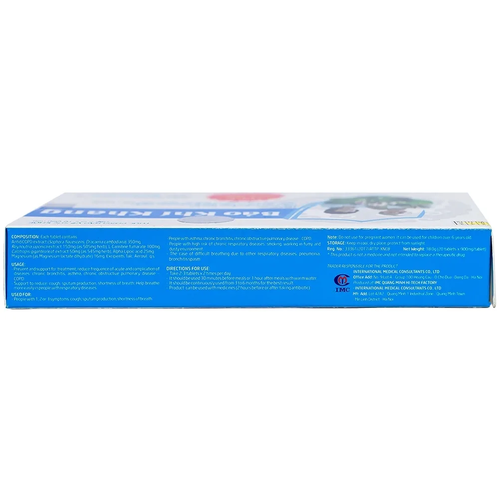 Hình ảnh Viên uống Bảo Khí Khang IMC hỗ trợ giảm ho, khạc đờm, khó thở, giảm tái phát hen suyễn (2 vỉ x 10 viên)