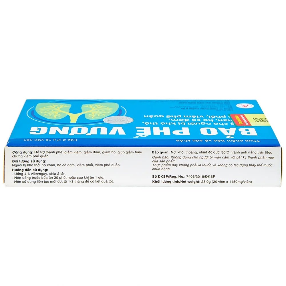 Hình ảnh Viên uống Bảo Phế Vương Quang Minh hỗ trợ thanh phế, giảm viêm, giảm đờm, giảm ho (20 viên)