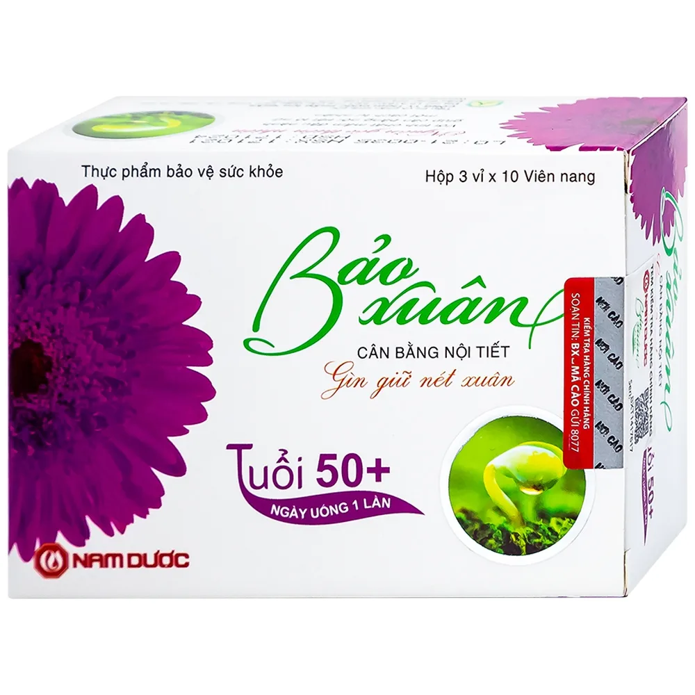 Hình ảnh Viên uống Bảo Xuân Tuổi 50+ Nam Dược bổ sung và hỗ trợ cân bằng nội tiết tố nữ Estrogen (3 vỉ x 10 viên)