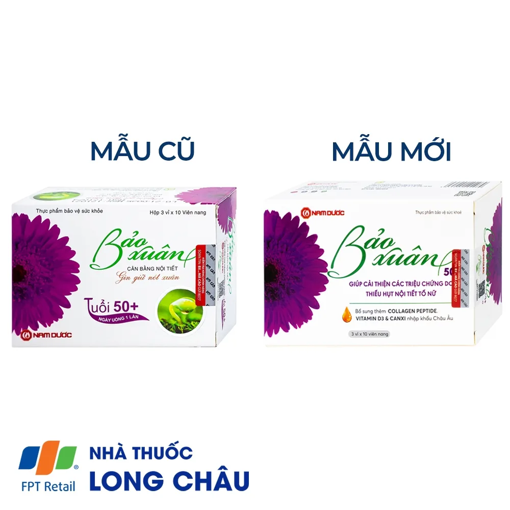 Hình ảnh Viên uống Bảo Xuân Tuổi 50+ Nam Dược bổ sung và hỗ trợ cân bằng nội tiết tố nữ Estrogen (3 vỉ x 10 viên)