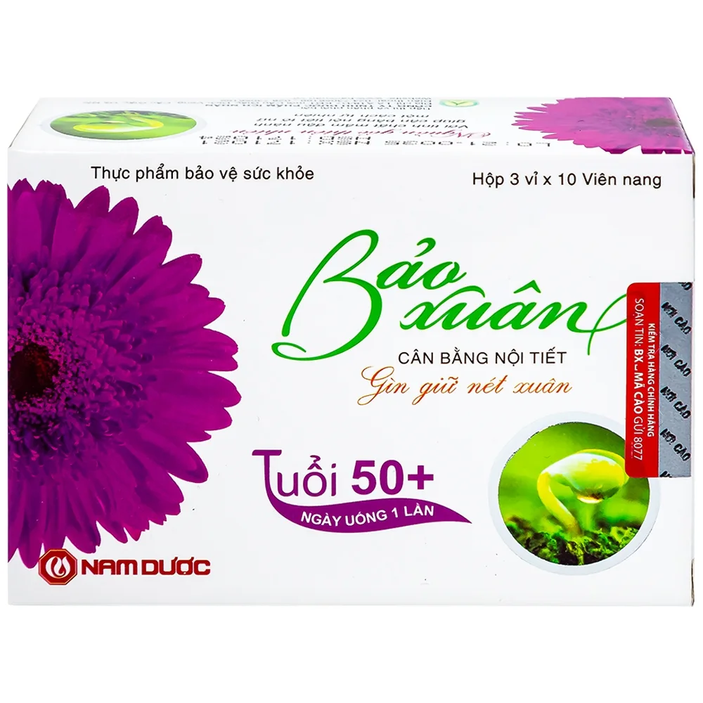 Hình ảnh Viên uống Bảo Xuân Tuổi 50+ Nam Dược bổ sung và hỗ trợ cân bằng nội tiết tố nữ Estrogen (3 vỉ x 10 viên)