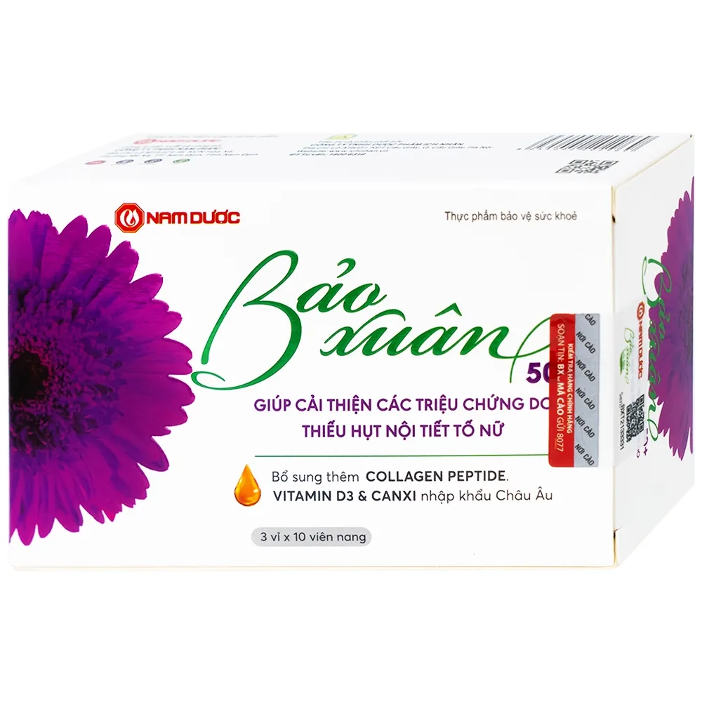 Hình ảnh Viên uống Bảo Xuân Tuổi 50+ Nam Dược bổ sung và hỗ trợ cân bằng nội tiết tố nữ Estrogen (3 vỉ x 10 viên)