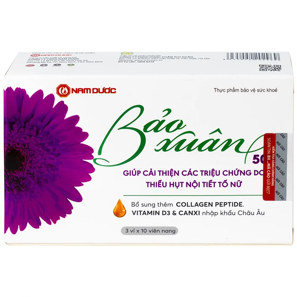 Hình ảnh Viên uống Bảo Xuân Tuổi 50+ Nam Dược bổ sung và hỗ trợ cân bằng nội tiết tố nữ Estrogen (3 vỉ x 10 viên)