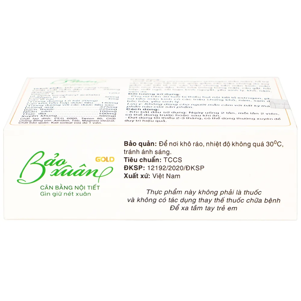 Hình ảnh Viên uống Bảo Xuân Gold Nam Dược bổ sung phytoestrogen, cân bằng nội tiết tố nữ (3 vỉ x 10 viên)