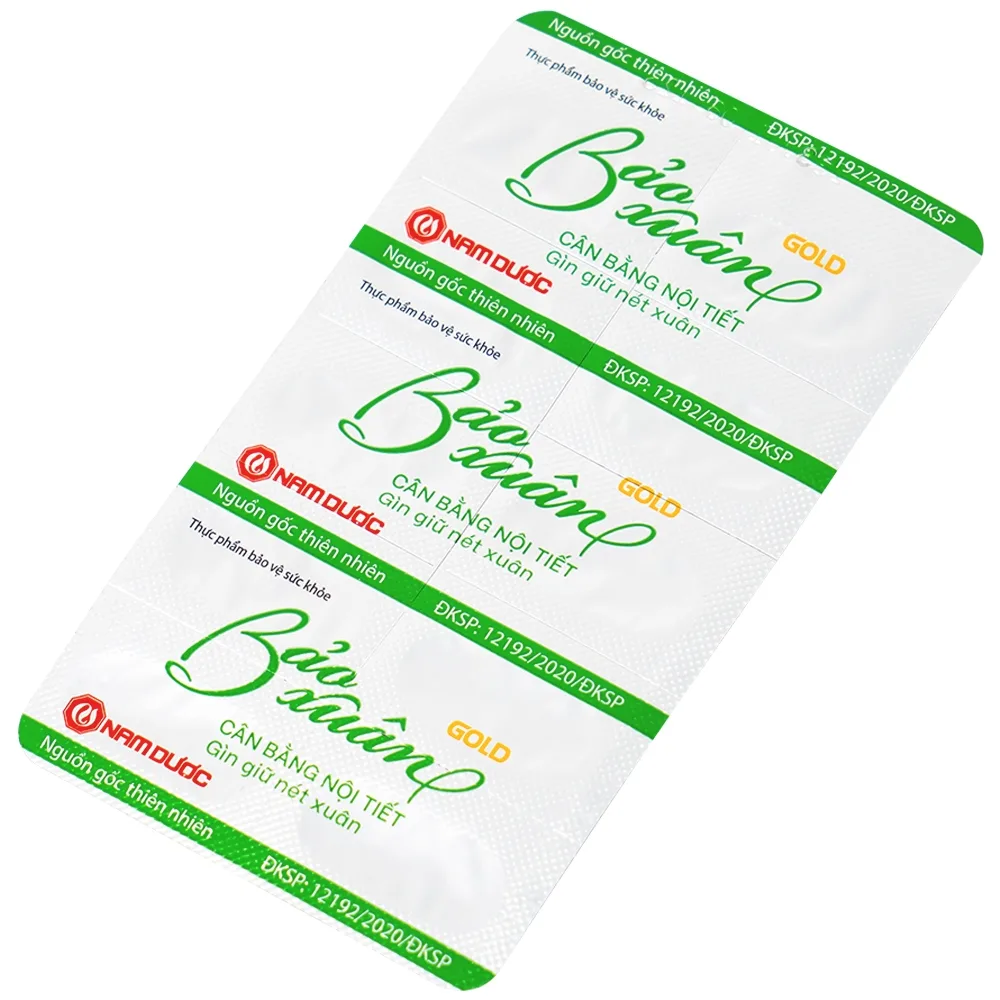 Hình ảnh Viên uống Bảo Xuân Gold Nam Dược bổ sung phytoestrogen, cân bằng nội tiết tố nữ (3 vỉ x 10 viên)