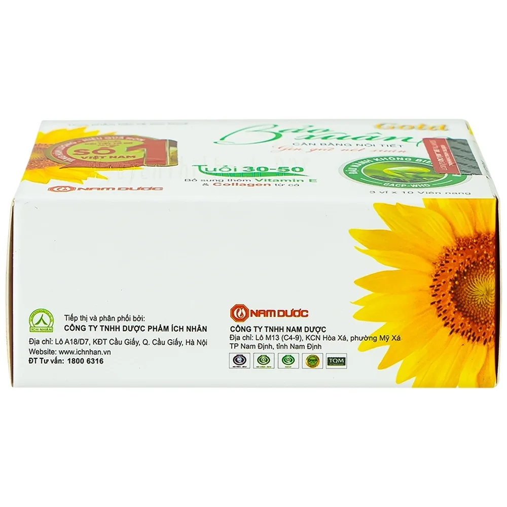 Hình ảnh Viên uống Bảo Xuân Gold Nam Dược bổ sung phytoestrogen, cân bằng nội tiết tố nữ (3 vỉ x 10 viên)