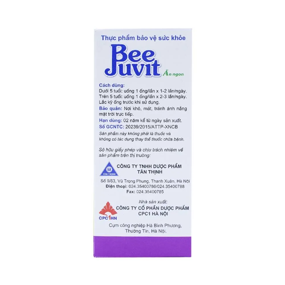 Hình ảnh Dung dịch uống Bee Juvit hỗ trợ tăng cường tiêu hóa, ăn ngon miệng (4 vỉ x 5 ống x 10ml)