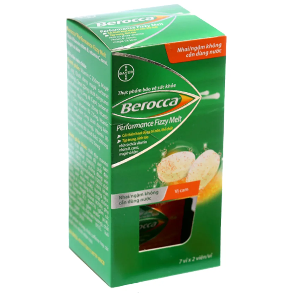 Hình ảnh Viên sủi Berocca Bayer bổ sung vitamin C, các vitamin nhóm B và kẽm (2 vỉ x 7 viên)