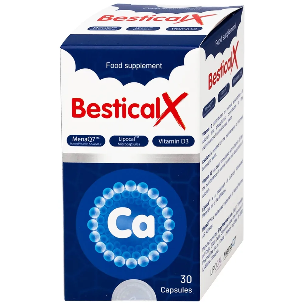 Hình ảnh Viên uống BesticalX Ergopharm bổ sung canxi, vitamin D3 và vitamin K2, hỗ trợ xương, răng (30 viên)