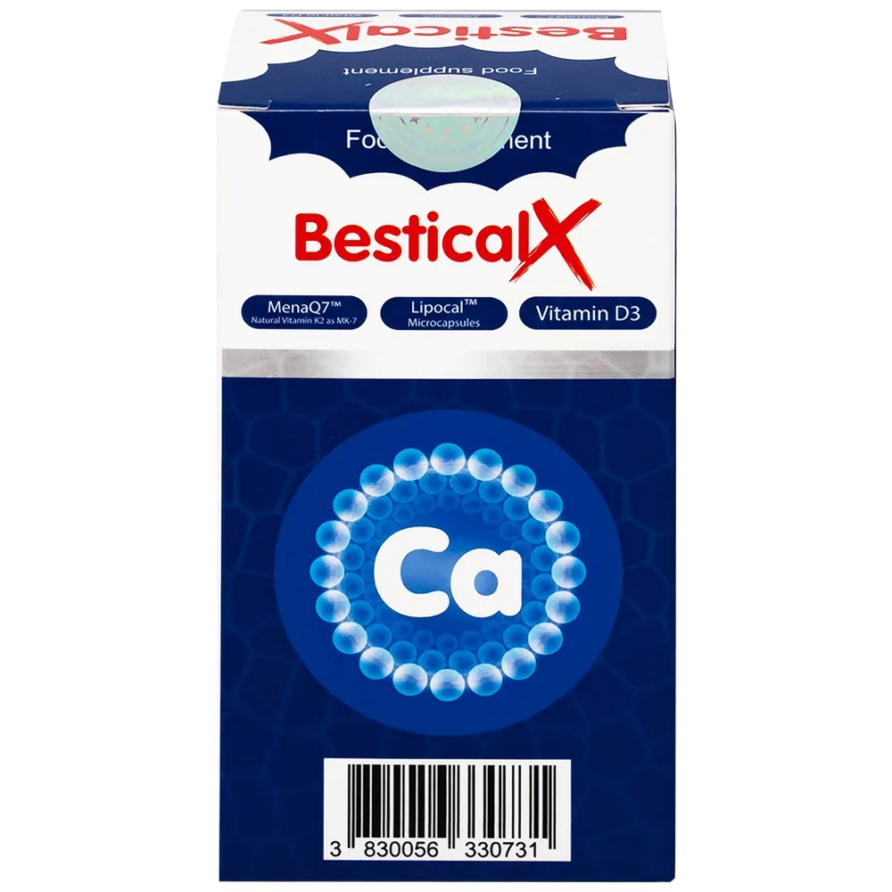 Hình ảnh Viên uống BesticalX Ergopharm bổ sung canxi, vitamin D3 và vitamin K2, hỗ trợ xương, răng (30 viên)
