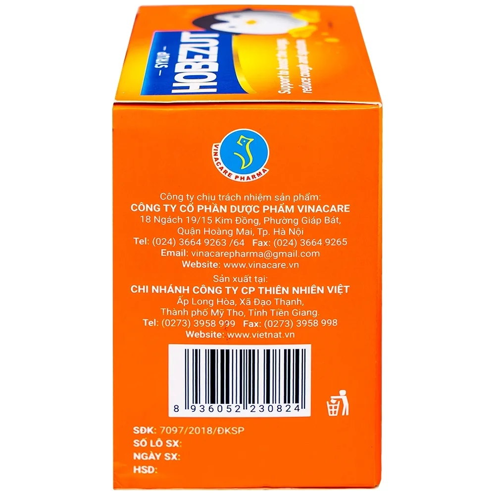 Hình ảnh Siro Hobezut Vinacare giảm các triệu chứng ho, cảm (20 gói x 5ml)