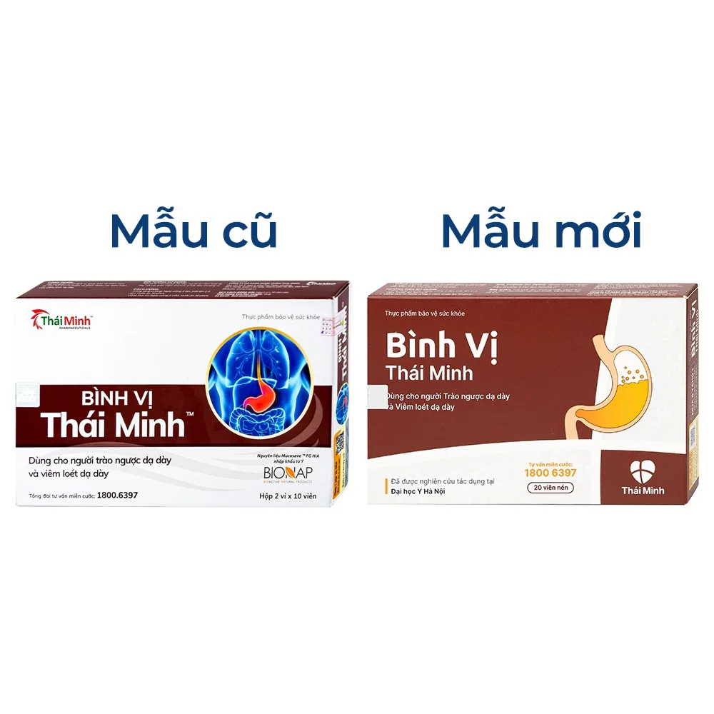 Hình ảnh Viên uống Bình Vị Thái Minh hỗ trợ giảm acid dịch vị, giúp bảo vệ niêm mạc dạ dày (2 vỉ x 10 viên)
