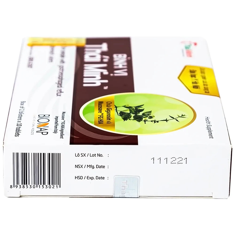 Hình ảnh Viên uống Bình Vị Thái Minh hỗ trợ giảm acid dịch vị, giúp bảo vệ niêm mạc dạ dày (2 vỉ x 10 viên)