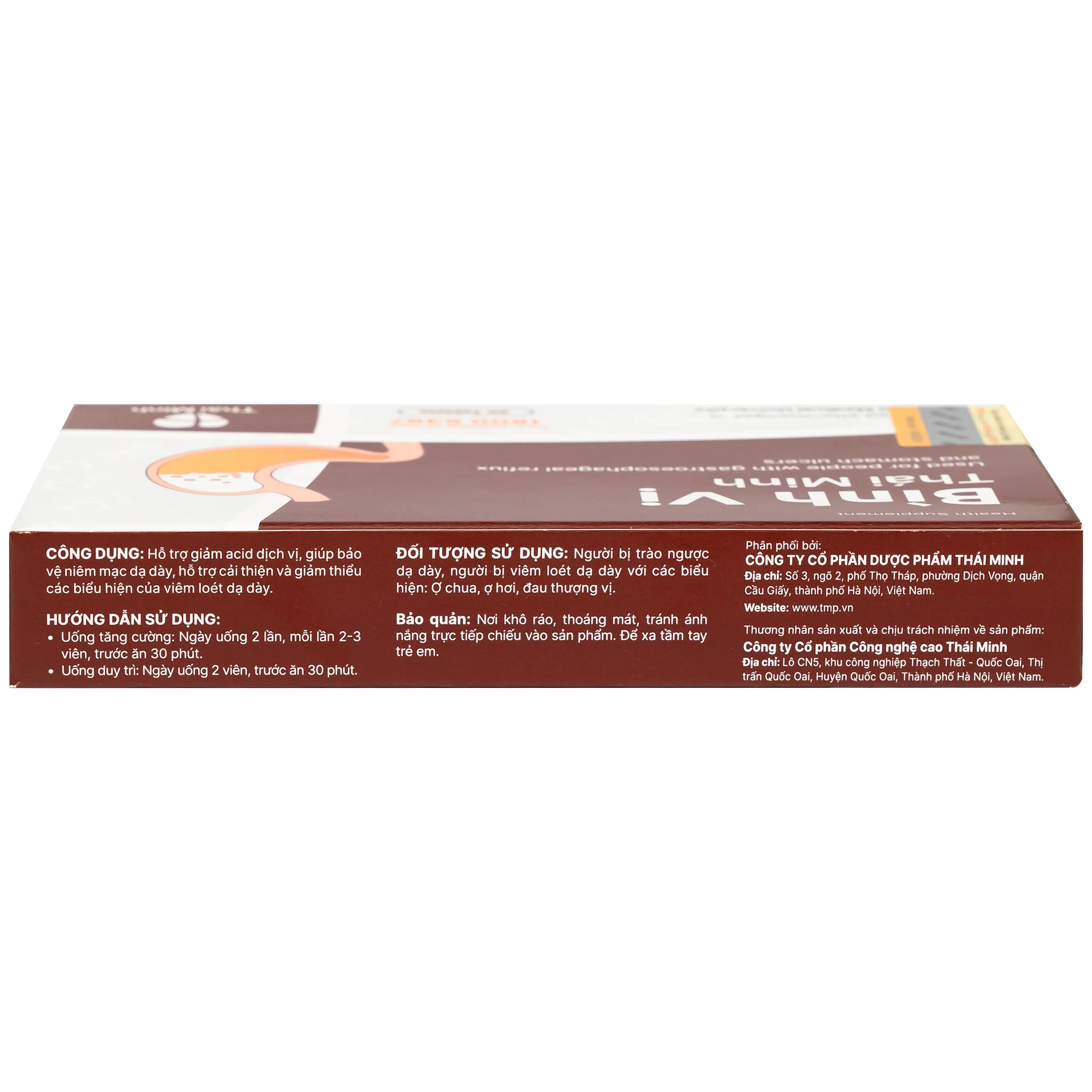 Hình ảnh Viên uống Bình Vị Thái Minh hỗ trợ giảm acid dịch vị, giúp bảo vệ niêm mạc dạ dày (2 vỉ x 10 viên)