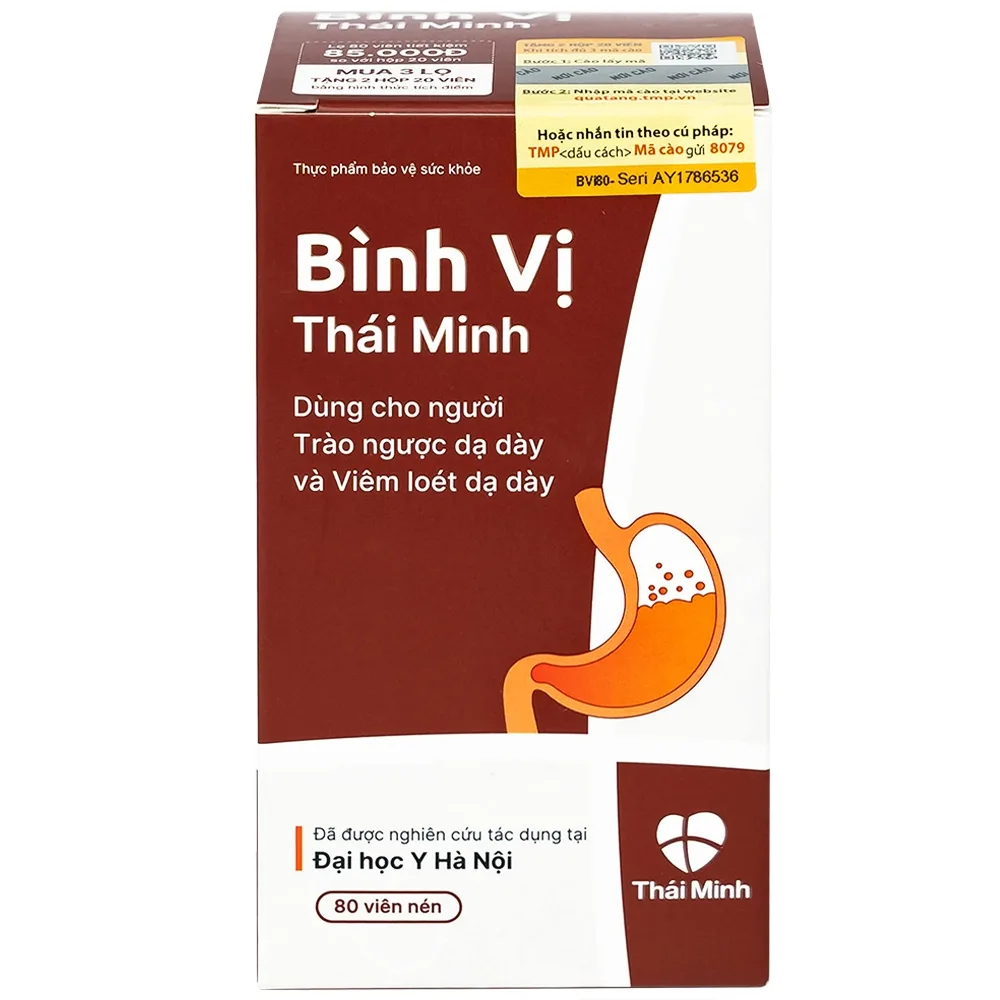 Hình ảnh Viên uống Bình Vị Thái Minh hỗ trợ giảm acid dịch vị, giúp bảo vệ niêm mạc dạ dày (80 viên)