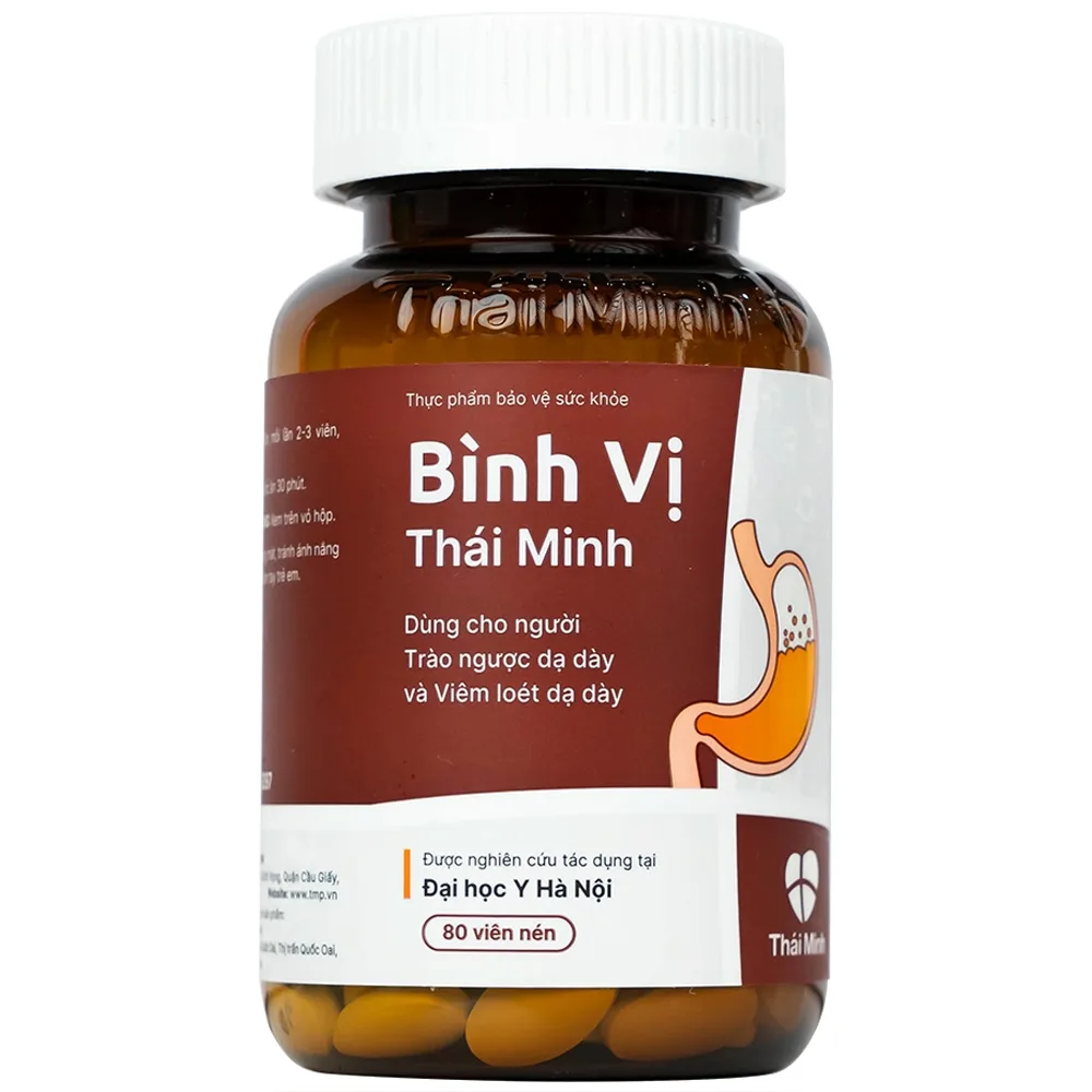 Hình ảnh Viên uống Bình Vị Thái Minh hỗ trợ giảm acid dịch vị, giúp bảo vệ niêm mạc dạ dày (80 viên)