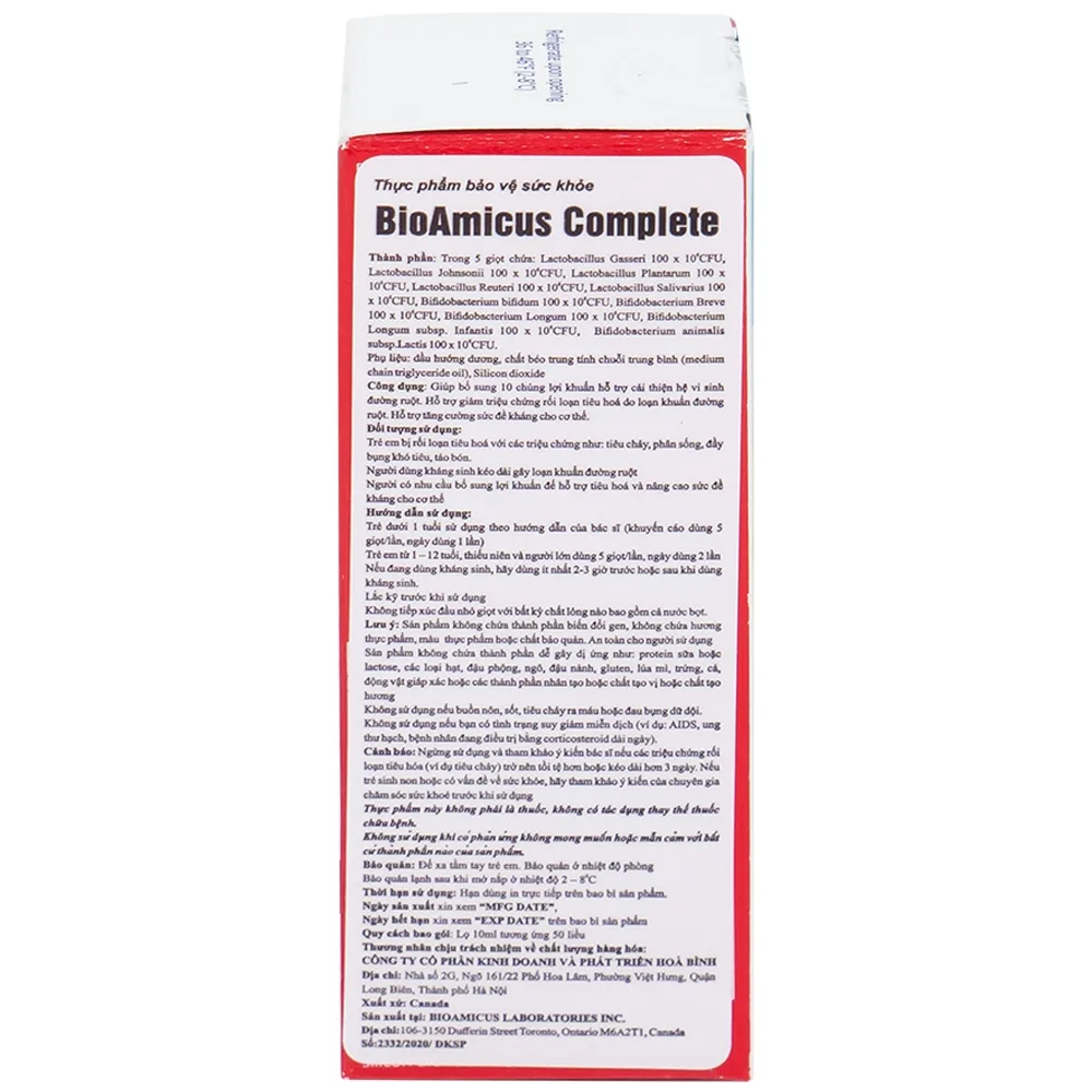 Hình ảnh Dung dịch Bioamicus Complete 10ml hỗ trợ cải thiện hệ vi sinh đường ruột, giảm rối loạn tiêu hóa (10ml)
