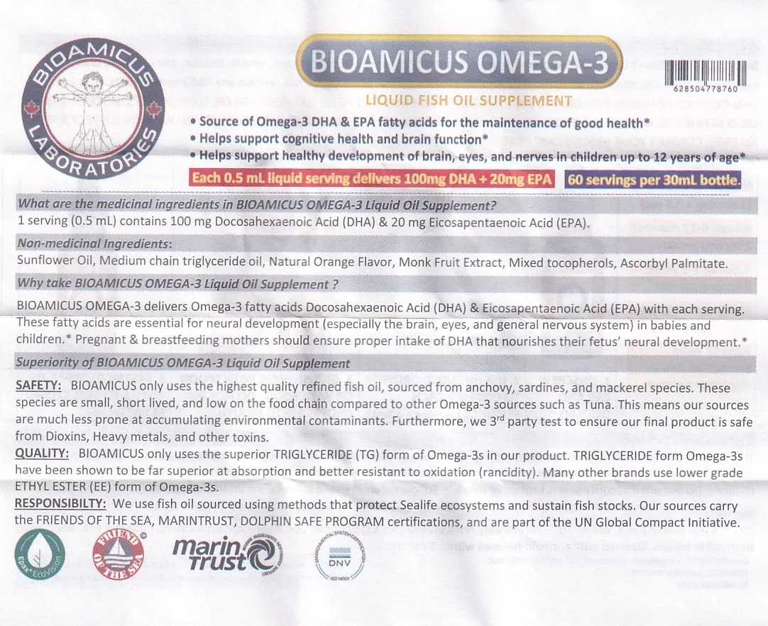 Hình ảnh Thực phẩm bảo vệ sức khỏe Bioamicus Omega-3 hỗ trợ tốt cho mắt và não (30ml)