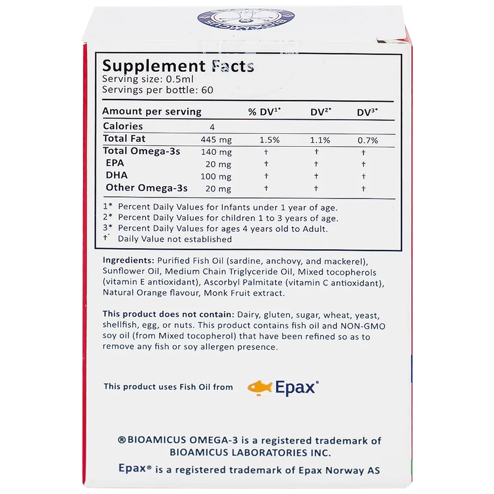 Hình ảnh Thực phẩm bảo vệ sức khỏe Bioamicus Omega-3 hỗ trợ tốt cho mắt và não (30ml)