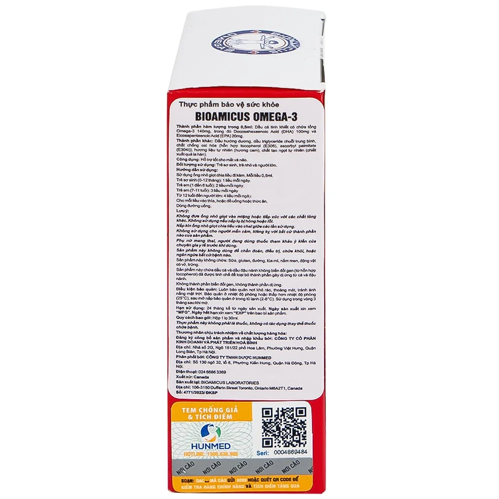 Hình ảnh Thực phẩm bảo vệ sức khỏe Bioamicus Omega-3 hỗ trợ tốt cho mắt và não (30ml)
