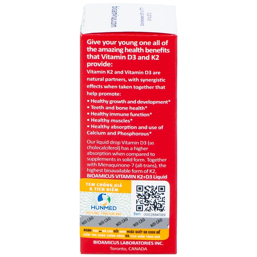 Hình ảnh Dung dịch Biomicus For Infants And Children Vitamin K2 And D3 hỗ trợ tốt cho xương, răng của bé (10ml)