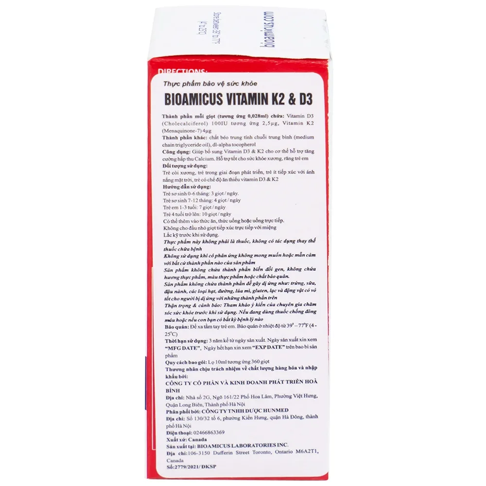 Hình ảnh Dung dịch Biomicus For Infants And Children Vitamin K2 And D3 hỗ trợ tốt cho xương, răng của bé (10ml)