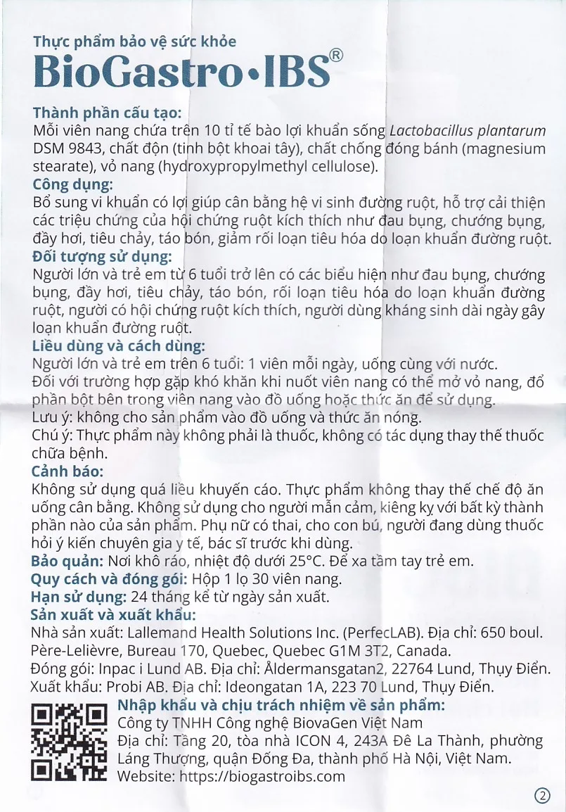 Hình ảnh Viên uống BiogastroIBS BiovaGen bổ sung vi khuẩn có lợi giúp cân bằng hệ vi sinh đường ruột (30 viên)