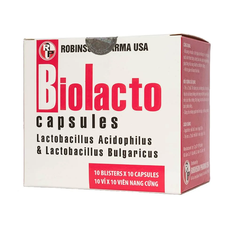 Hình ảnh Viên uống Biolacto Robinson Pharma USA bổ sung lợi khuẩn giúp cân bằng hệ vi sinh đường ruột (10 vỉ x 10 viên)
