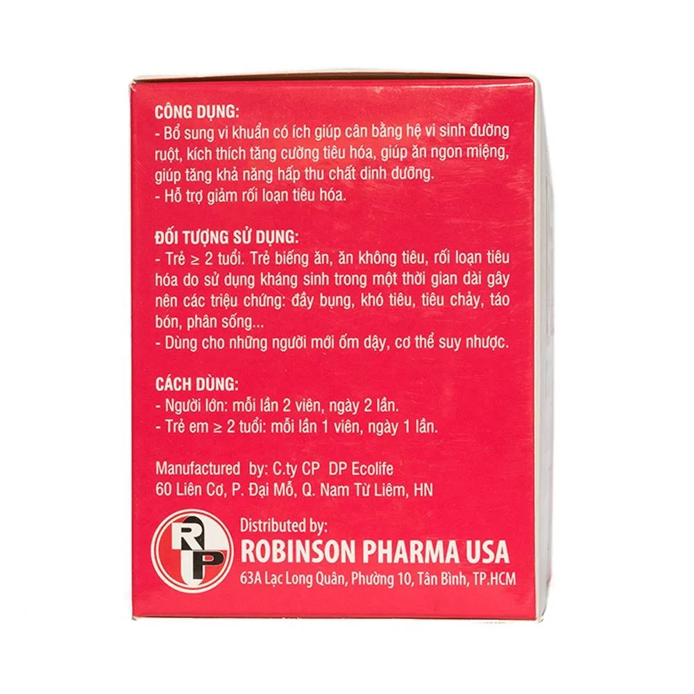 Hình ảnh Viên uống Biolacto Robinson Pharma USA bổ sung lợi khuẩn giúp cân bằng hệ vi sinh đường ruột (10 vỉ x 10 viên)