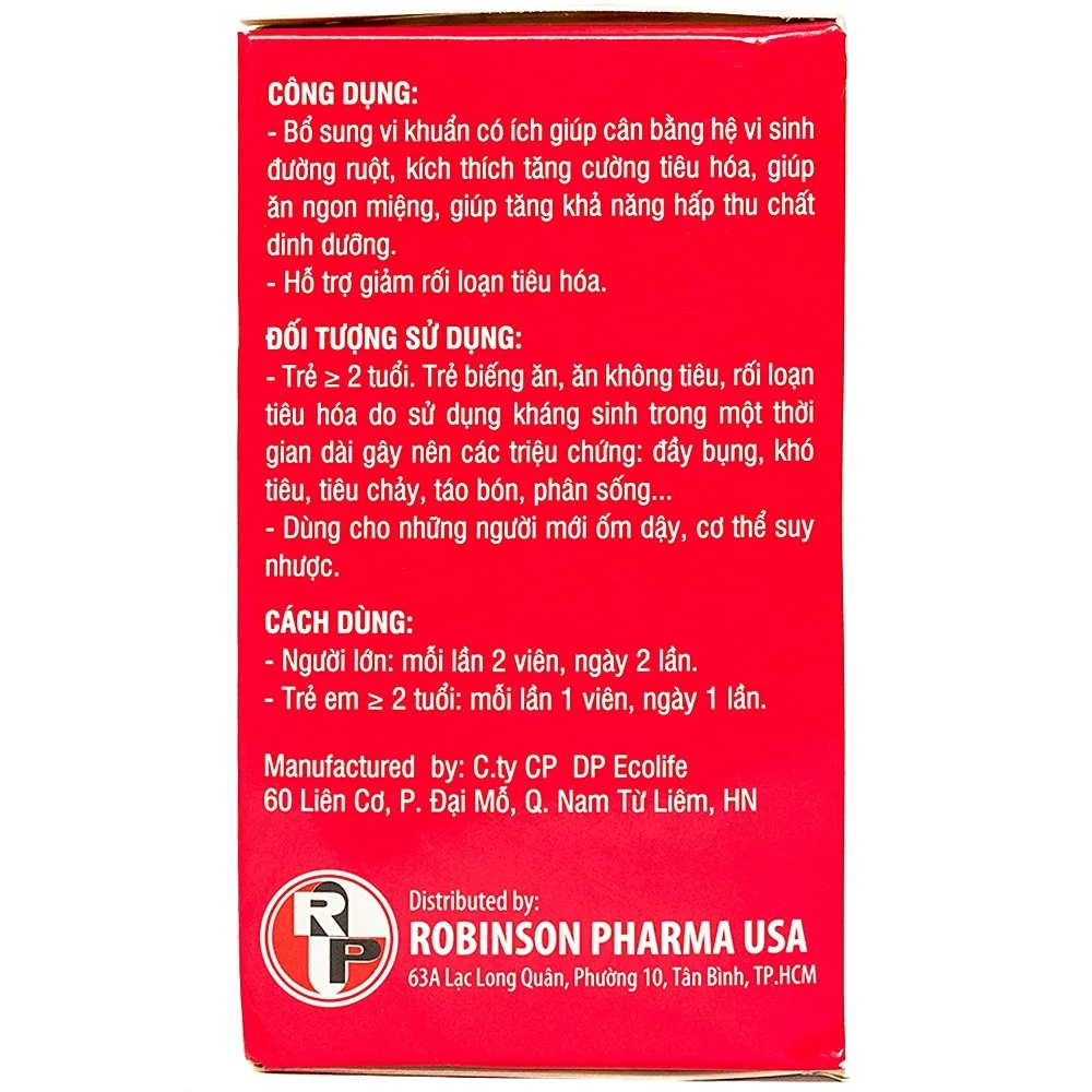 Hình ảnh Viên uống Biolacto Robinson Pharma USA bổ sung lợi khuẩn giúp cân bằng hệ vi sinh đường ruột (100 viên)