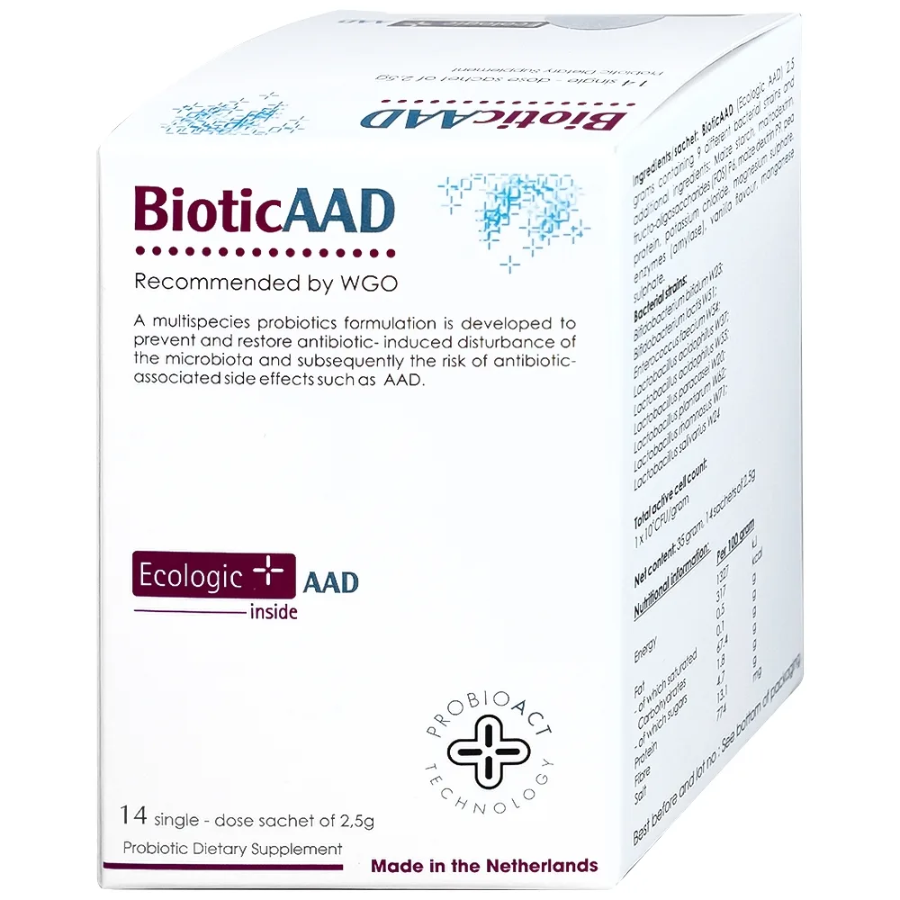 Hình ảnh Bột pha uống BioticAAD 2.5g Ecologic AAD bổ sung lợi khuẩn đường ruột, giảm rối loạn tiêu hóa (14 gói)