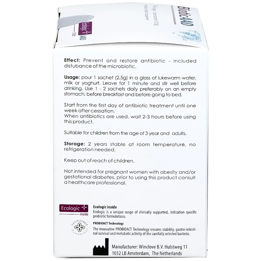 Hình ảnh Bột pha uống BioticAAD 2.5g Ecologic AAD bổ sung lợi khuẩn đường ruột, giảm rối loạn tiêu hóa (14 gói)