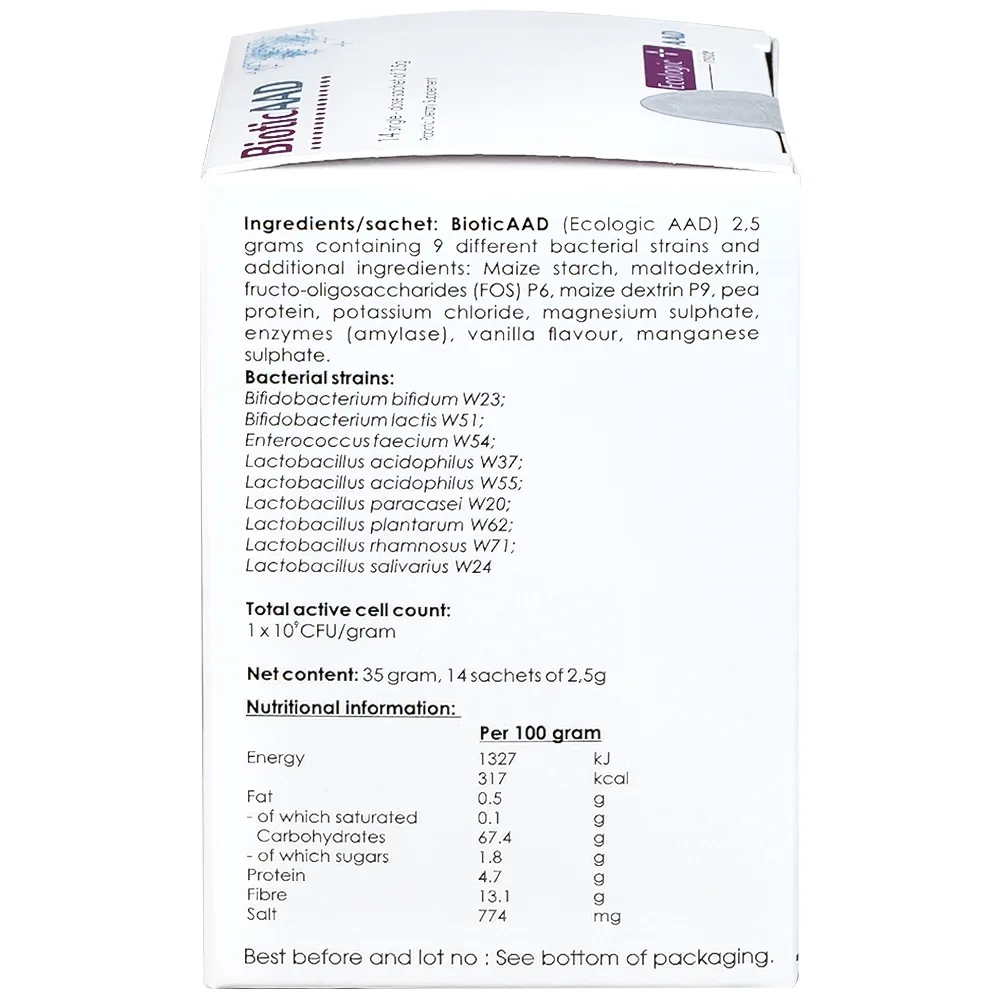 Hình ảnh Bột pha uống BioticAAD 2.5g Ecologic AAD bổ sung lợi khuẩn đường ruột, giảm rối loạn tiêu hóa (14 gói)