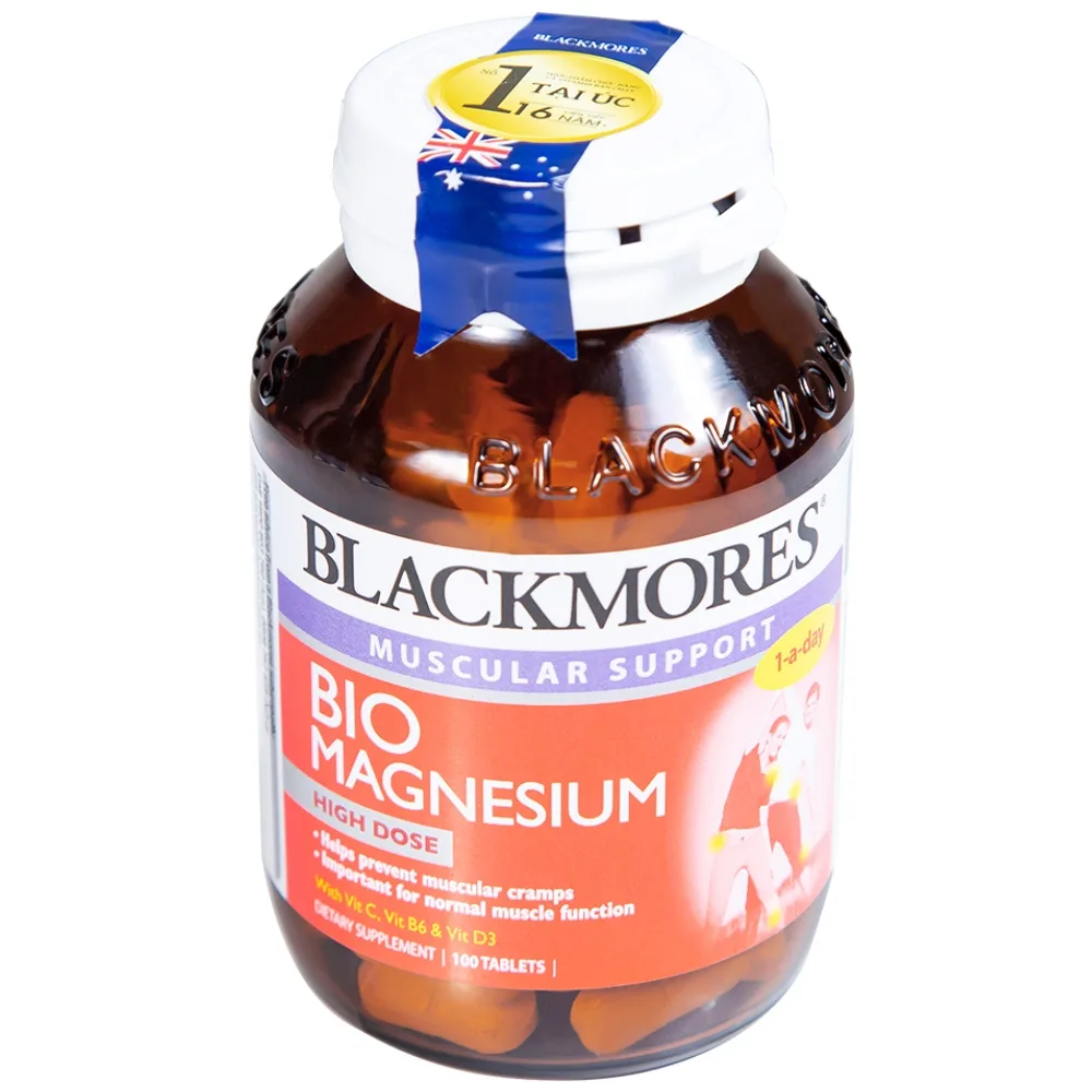 Hình ảnh Viên uống Blackmores Bio Magnesium hỗ trợ cơ bắp, giảm triệu chứng tiền kinh nguyệt (100 viên)