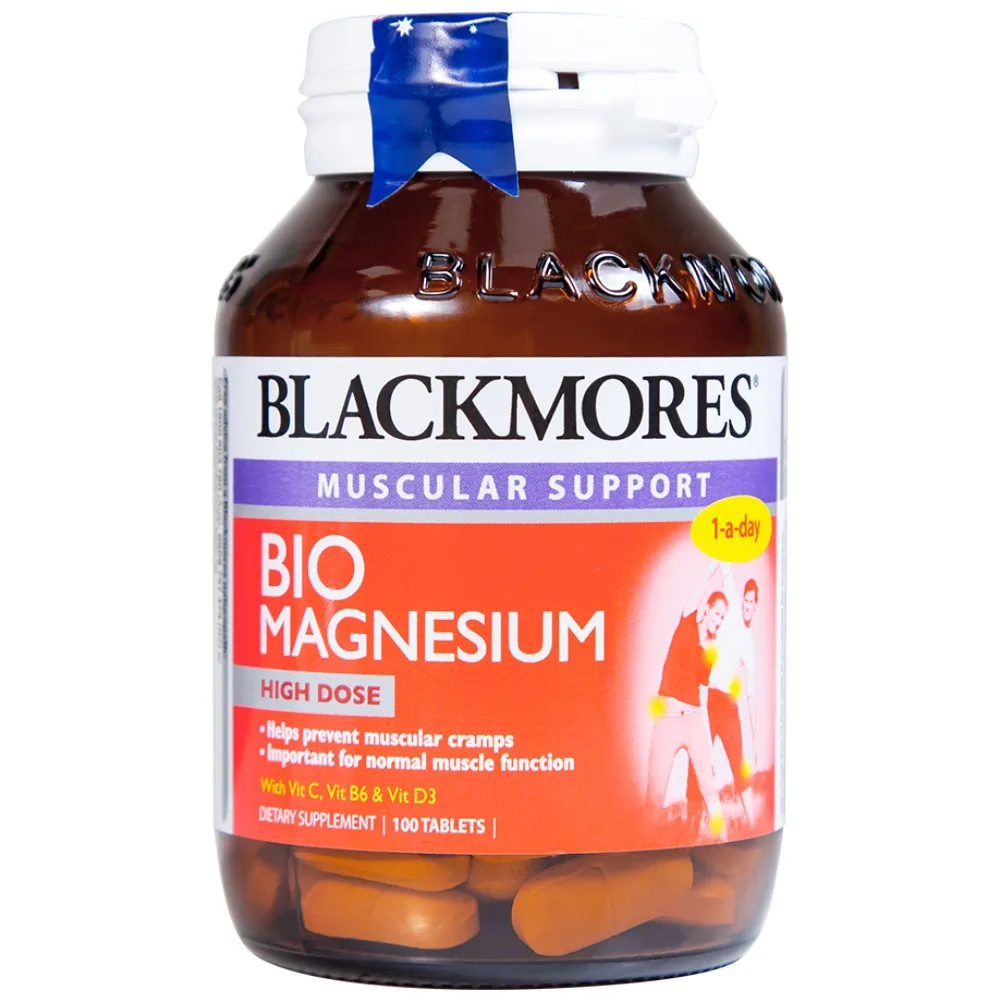 Hình ảnh Viên uống Blackmores Bio Magnesium hỗ trợ cơ bắp, giảm triệu chứng tiền kinh nguyệt (100 viên)