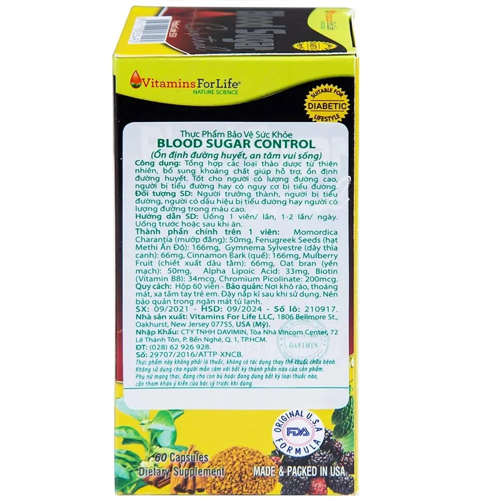 Hình ảnh Viên uống Blood Sugar Control Vitamins For Life hỗ trợ ổn định đường huyết (60 viên)