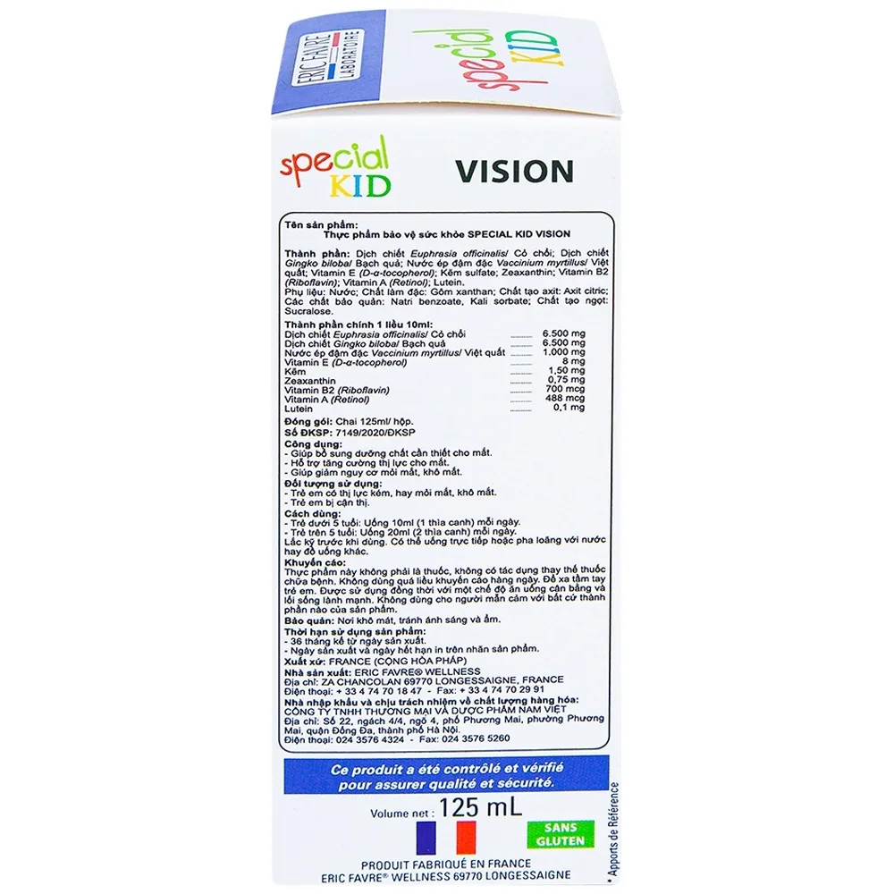 Hình ảnh Siro Special Kid Vision Eric Favre bổ sung các dưỡng chất cần thiết, có ích cho thị giác (125ml)