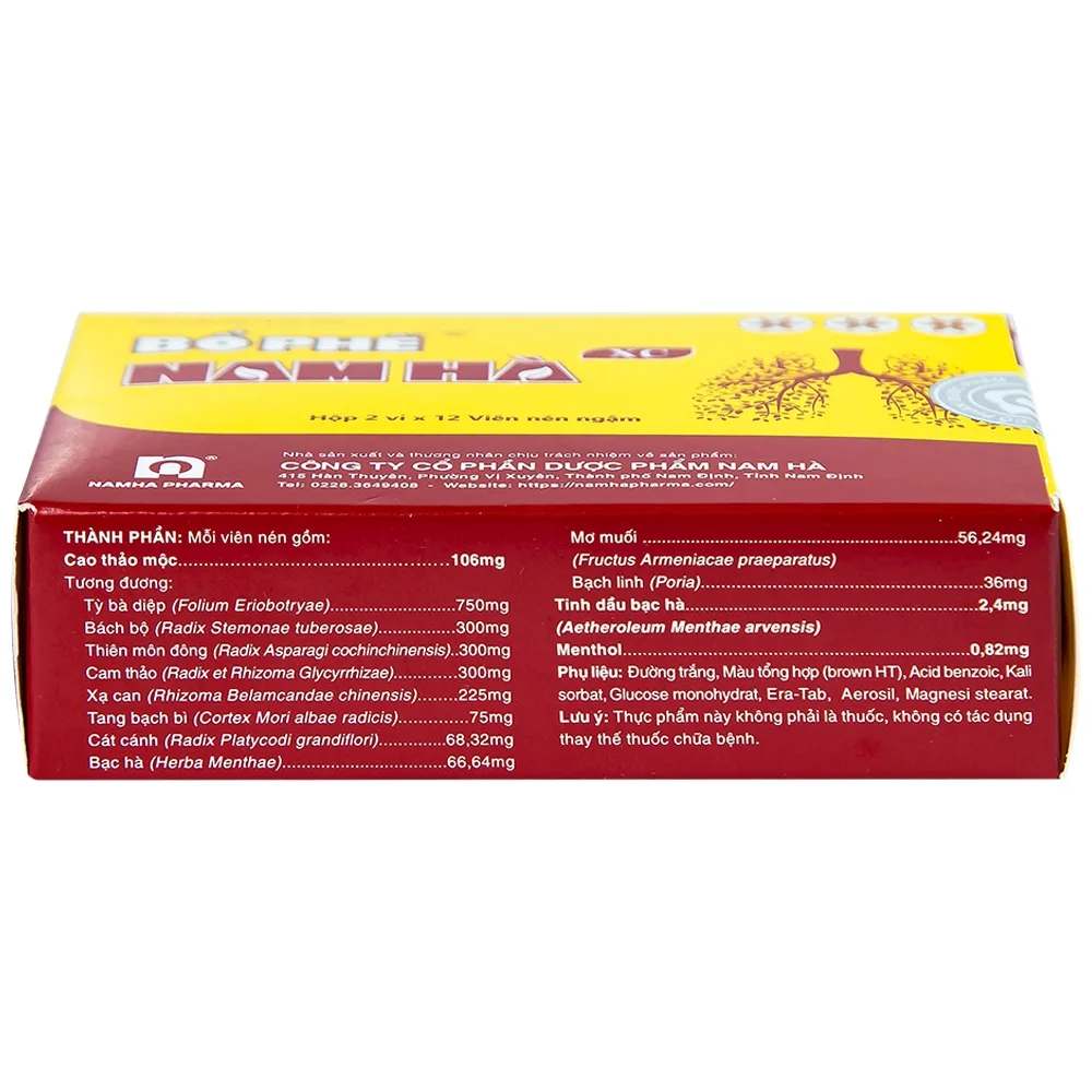 Hình ảnh Viên ngậm Bổ Phế Nam Hà XC giảm ho, giảm đờm, đau rát họng (125ml)