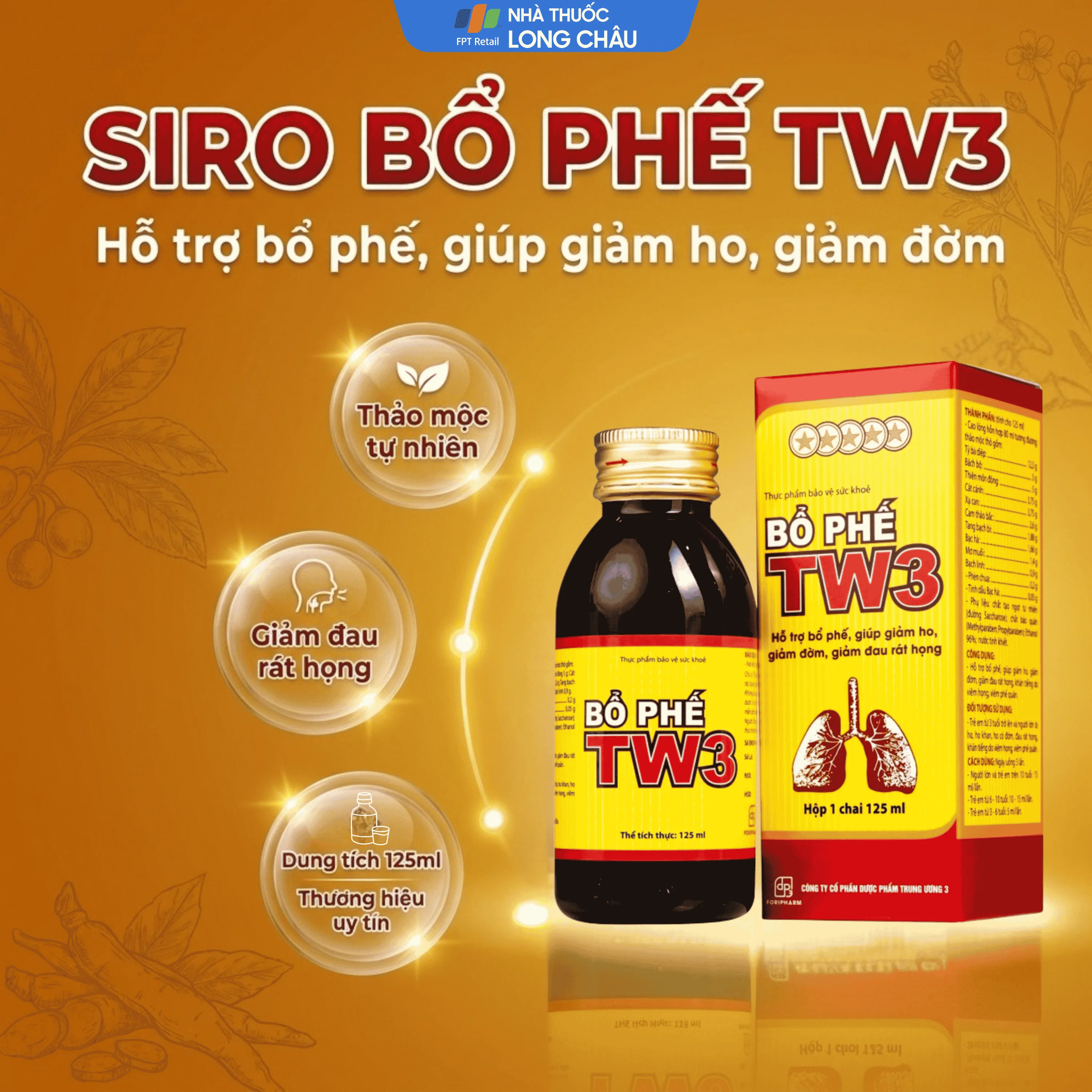 Hình ảnh Siro Bổ Phế giảm ho rát họng TW3 (125ml)