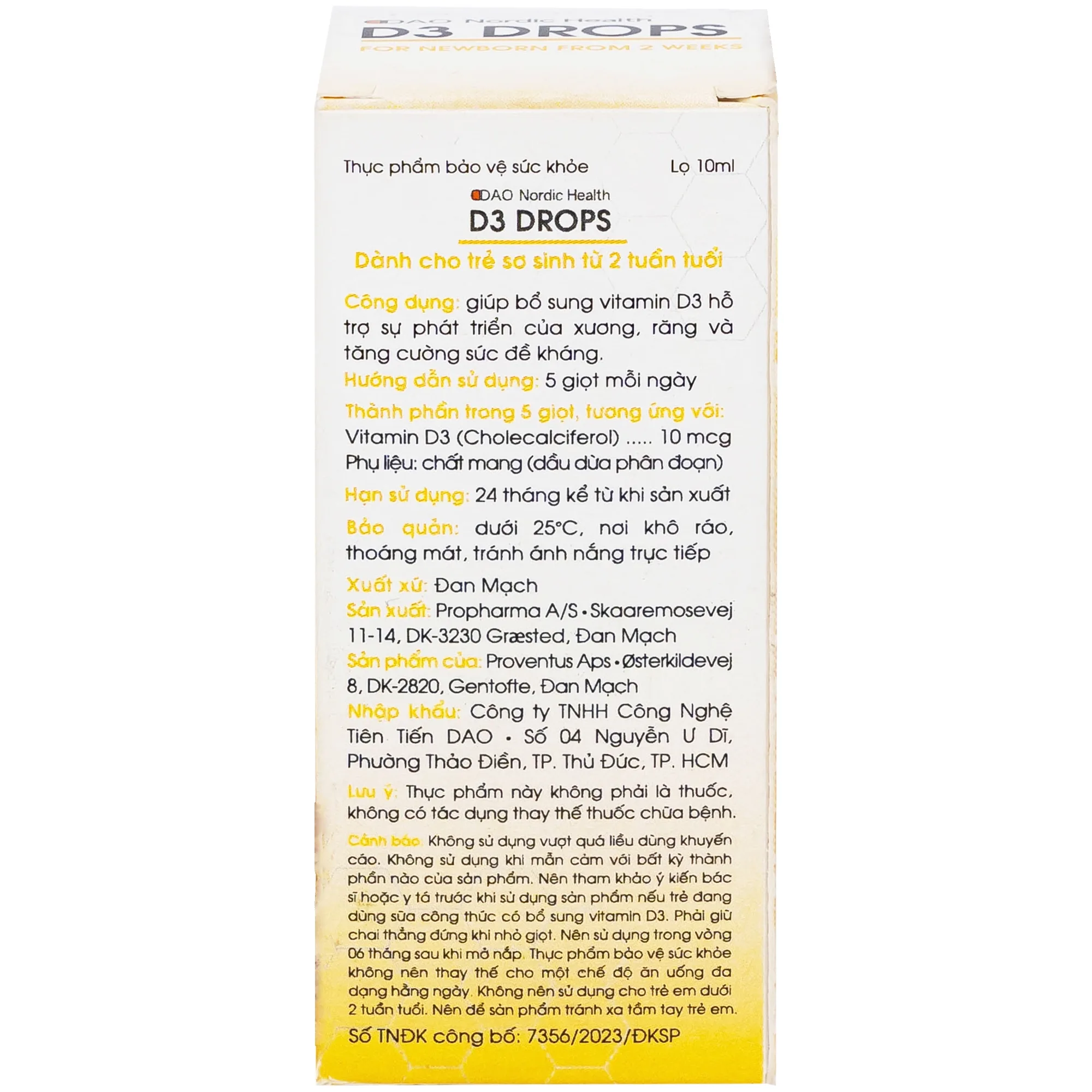 Hình ảnh Dung dịch D3 Drops 10ml Dao Nordic Health bổ sung vitamin D3, hỗ trợ phát triển của xương